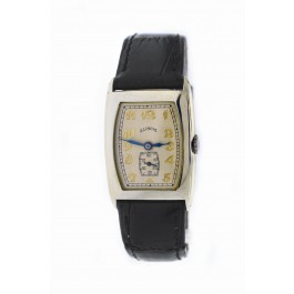 Illinois Rockliffe Cal 207 Mod 216 14k White Gold Tonneau Mechanical Wristwatch