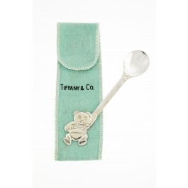 Vintage 1992 Tiffany & Co Sterling Silver Teddy Bear Baby Feeding Spoon 5.25"