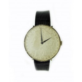 Vintage SWANK 1885 Morgan Silver Dollar 38mm 17 Jewel Mechanical Watch WORKS