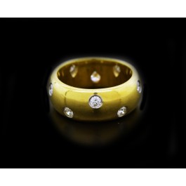 Tiffany & Co Etoile 18k Yellow Gold Platinum .50tcw Diamond Wide Band Ring 5