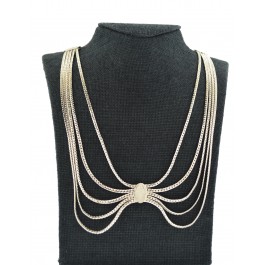 Vintage Christian Dior Silver Tone 5 Strand Miami Cuban Chain Link Necklace 24"