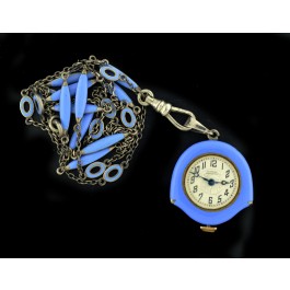 Elsmere Shrine Watch Co Sterling Silver Blue Enamel Bird Lavalier Necklace 26"