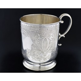 Antique 1893 John Round Sheffield England 925 Sterling Silver Hand Chased Cup 4"