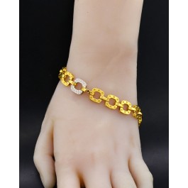 Roberto Coin Pois Moi 18k Yellow Gold .20 tcw Diamond Square Link Bracelet 7.5"