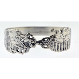 Vintage Signed W & S Sorensen Denmark Sterling Silver Figural Napkin Ring 1 3/4"