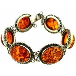 Vintage Sterling Silver Cognac Amber Bracelet Coin Exchange NY
