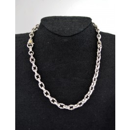 Judith Ripka JR Two 18k Sterling Silver Diamond Textured Chain Necklace 17.5"