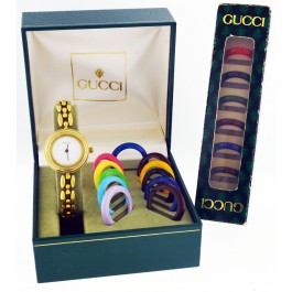 Vintage Authentic Gucci 11/12.2 26mm Gold Tone Stainless Steel Quartz Watch