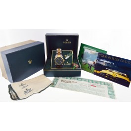 Vintage 1990 Rolex Datejust 16233 18k Gold SS Black Pyramid Dial Watch Box Paper
