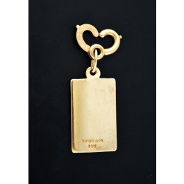 Vintage Tiffany & Co 14k Yellow Gold Rectangular Charm Or Pendant For Necklace
