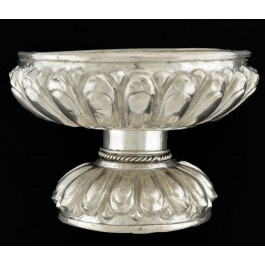 Antique Burmese Fine Silver Repousse Scalloped Offering Bowl Incense Burner