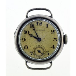 Antique WW1 Longines Cal 10.86N 25mm 900 Coin Silver Military Trench Watch