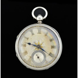 1873 Charles Cook London Sterling Silver Fancy Dial Fusee Swing Out Pocket Watch