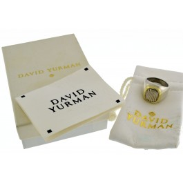 Vintage David Yurman Thoroughbred 14k Gold Sterling Silver Signet Ring Size 8.5