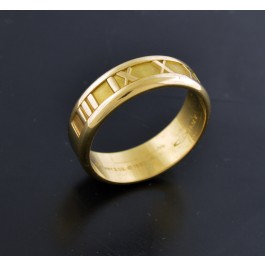Vintage 1995 Tiffany & Co Atlas 18k Yellow Gold 7mm Band Ring Size 10.75
