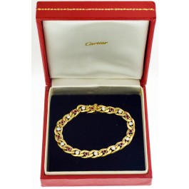 Vintage Cartier 18k Gold Diamond Pigeon Blood Ruby Cuban Link