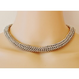 Bali Sterling Silver Mesh Link Choker Necklace 