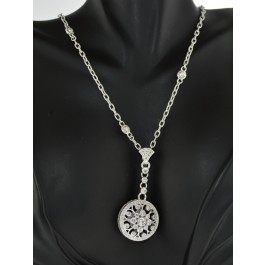 Judith Ripka Sterling Silver Diamonique Halo Station Filigree Pendant Necklace