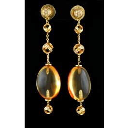 Di Modolo Triadra 18k Yellow Gold .29 tcw Diamond Citrine Dangle Earrings