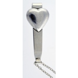 Vintage Tiffany & Co 925 Sterling Silver Heart Tie Bar Clip With Chain