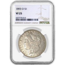 1893 O $1 Morgan Silver Dollar NGC VF25 Very Fine Circulated Key Date Coin