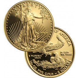 Random Year $5 1/10th oz Proof Gold American Eagle Box & COA