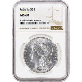 Random Year (1878 - 1904) $1 Morgan Silver Dollar NGC MS60 Uncirculated Coin