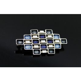 Marianne Berg Uni David Andersen Norway Sterling Silver Blue Enamel Brooch Pin