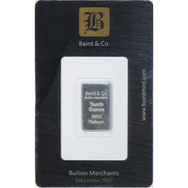 Baird Mint 1/10 oz .9995 Fine Platinum Bar Ingot In Assay Sealed