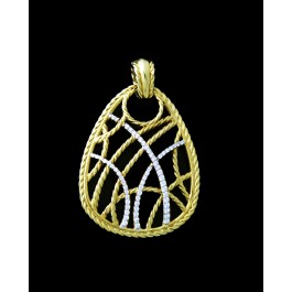 Signed David Yurman Lattice Crossover 18k Yellow Gold Diamond Enhancer Pendant
