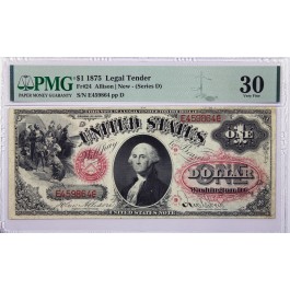 Series 1875 $1 Large Size Red Seal Legal Tender Note Fr#24 PMG VF30 Staple Holes