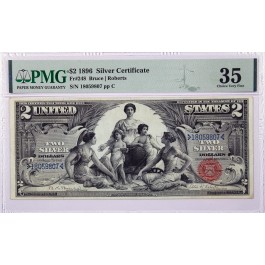 Series Of 1896 $2 Large Size Educational Silver Certificate Fr#248 PMG Ch VF35