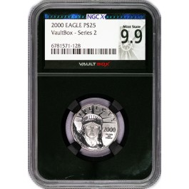 2000 $25 American Platinum Eagle 1/4 oz .9995 Fine Vault Box Series 2 NGC X MS 9.9