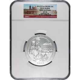 2017 P Ellis Island America The Beautiful ATB 5 oz .999 Silver NGC SP70 FR