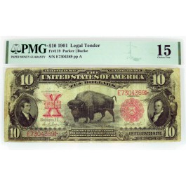 Series Of 1901 $10 Legal Tender United States Note Bison Fr#119 PMG CH F15