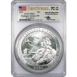 2021 Tuskegee Airmen America The Beautiful ATB 5 oz Silver PCGS MS69 FS Mercanti