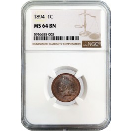 1894 1C Indian Head Cent NGC MS64 BN Brown Brilliant Uncirculated Toned Coin