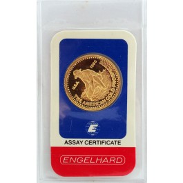 1985 1/4 oz .9999 Fine Gold Engelhard American Prospector Round Sealed In Assay