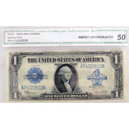 Series Of 1923 $1 Large Silver Certificate Blue Seal Fr#237 About Uncirculated