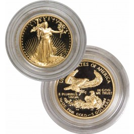 Random Year $5 1/10th oz Proof Gold American Eagle Coin In Capsule