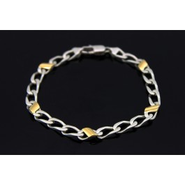 Tiffany & Co Italy 18k Gold Sterling Silver Curb Link Cuban Chain Bracelet 7.25"