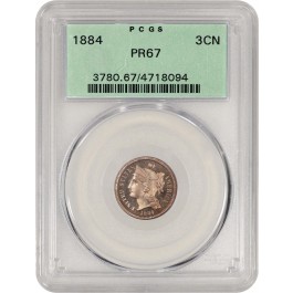 1884 3CN Proof Three Cent Nickel PCGS PR67 Generation 3.1 OGH Old Green Holder