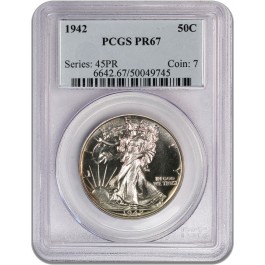 1942 50C Proof Walking Liberty Silver Half Dollar PCGS PR67 Superb Gem Coin