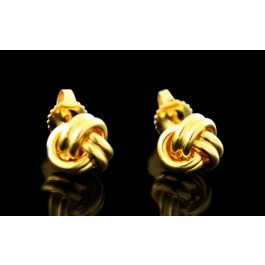 Pair Of Tiffany & Co Twist 18k Yellow Gold 9mm Love Knot Stud Earrings