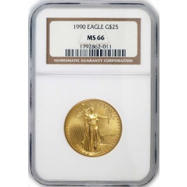 1990 $25 1/2 oz Gold American Eagle NGC MS66 Key Date Coin