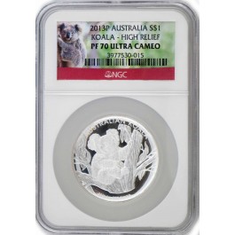 2013 P $1 AUD 1 oz .999 Silver Proof Australian Koala High Relief NGC PF70 UC 