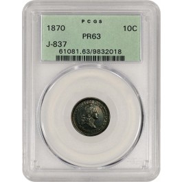 1870 10C Proof Standard Silver Ten Cent Judd 837 J-837 PCGS PR63 Gen 3.0 OGH 