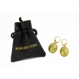 Roberto Coin 18k Yellow Gold Matte Ruby Egg Shaped Drop Dangle Earrings