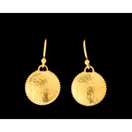 Gurhan Spell 22k Yellow Gold 13mm Lentil Shape Wire Hook Drop Dangle Earrings