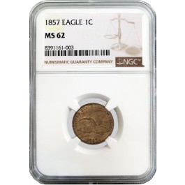 1857 1C Flying Eagle Cent NGC MS62 Uncirculated Coin